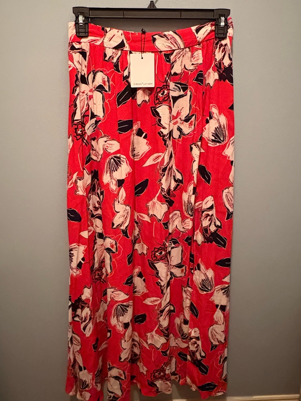 Gibson Latimer Red Floral Maxi Skirt - Women's Flowing Summer Skirt size medium